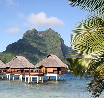 Stilt Over-Water Bungalows in Bora Bora, Tahiti